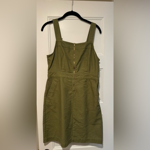 J.Crew Overall Green Chino Dress/Jumper gold hardware pockets - Picture 2 of 10